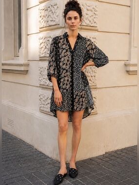 Umgee Boho Dress Bohemian Black Paisley Gold Western Artsy Boutique Small